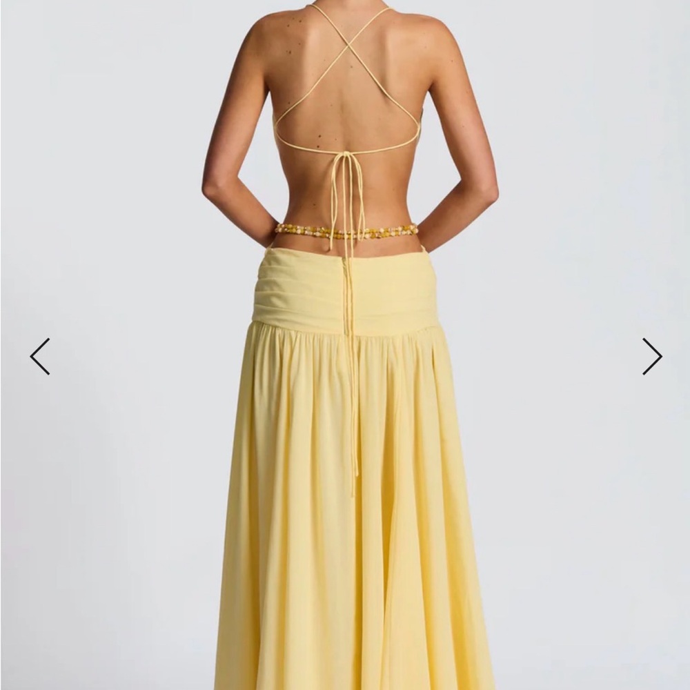 BabyBoo Indianna Lemon Yellow Halter Maxi Dress - Picture 3 of 5